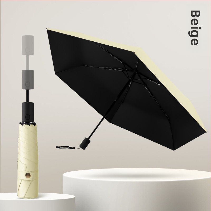 Visiem laikapstākļiem derīgs lietussargs - 6 ribas, teleskopiska automātiskā atvēršana, trīsdaļīgs dizains, šķiedras rāmis, sakausējuma centrālais stabs