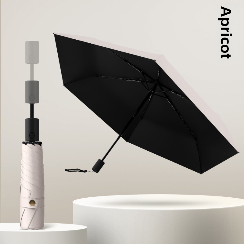 Visiem laikapstākļiem derīgs lietussargs - 6 ribas, teleskopiska automātiskā atvēršana, trīsdaļīgs dizains, šķiedras rāmis, sakausējuma centrālais stabs