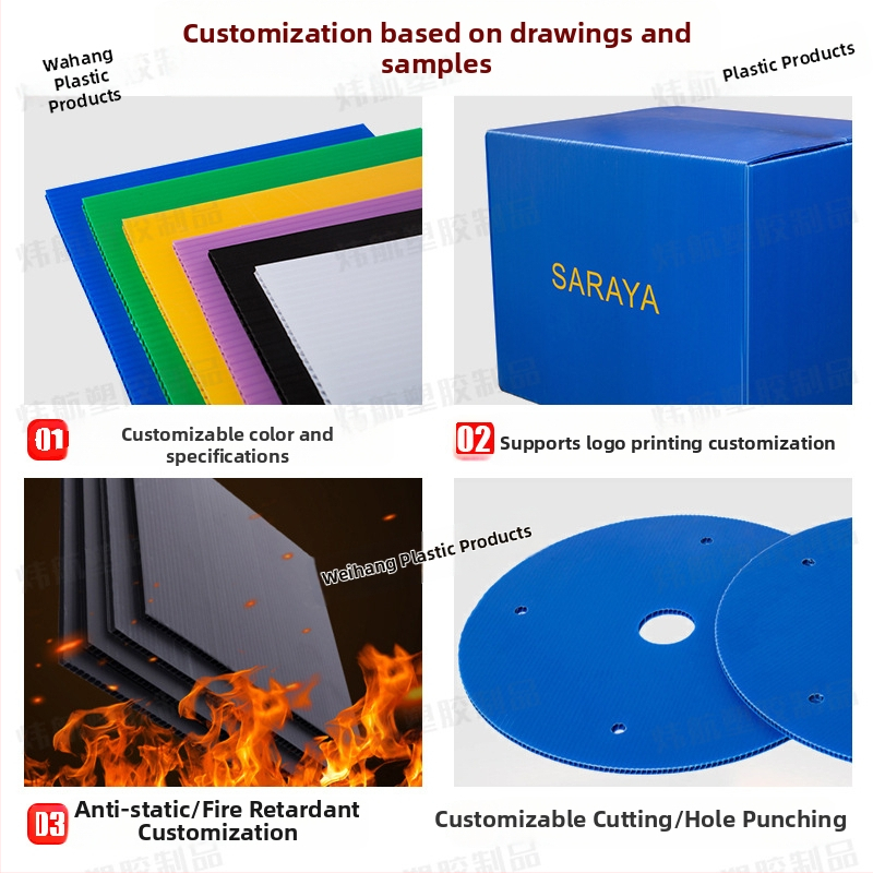 Antisztatikus PP üreges lemez, polipropilén, 2–12 mm vastagság, ROHS tanúsítvány, élelmiszer-csomagoláshoz alkalmas, testreszabás elérhető