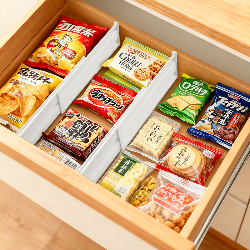 Пластмасов делител за издърпващо се чекмедже/гардероб – прост модерен стил, стационарен монтаж, 1 ниво, за грим, кухня, спалня и всекидневна