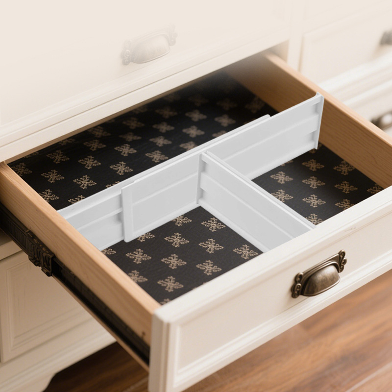 Пластмасов делител за издърпващо се чекмедже/гардероб – прост модерен стил, стационарен монтаж, 1 ниво, за грим, кухня, спалня и всекидневна