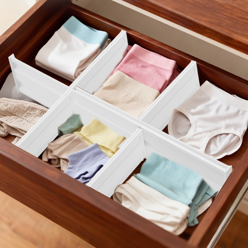 Пластмасов делител за издърпващо се чекмедже/гардероб – прост модерен стил, стационарен монтаж, 1 ниво, за грим, кухня, спалня и всекидневна