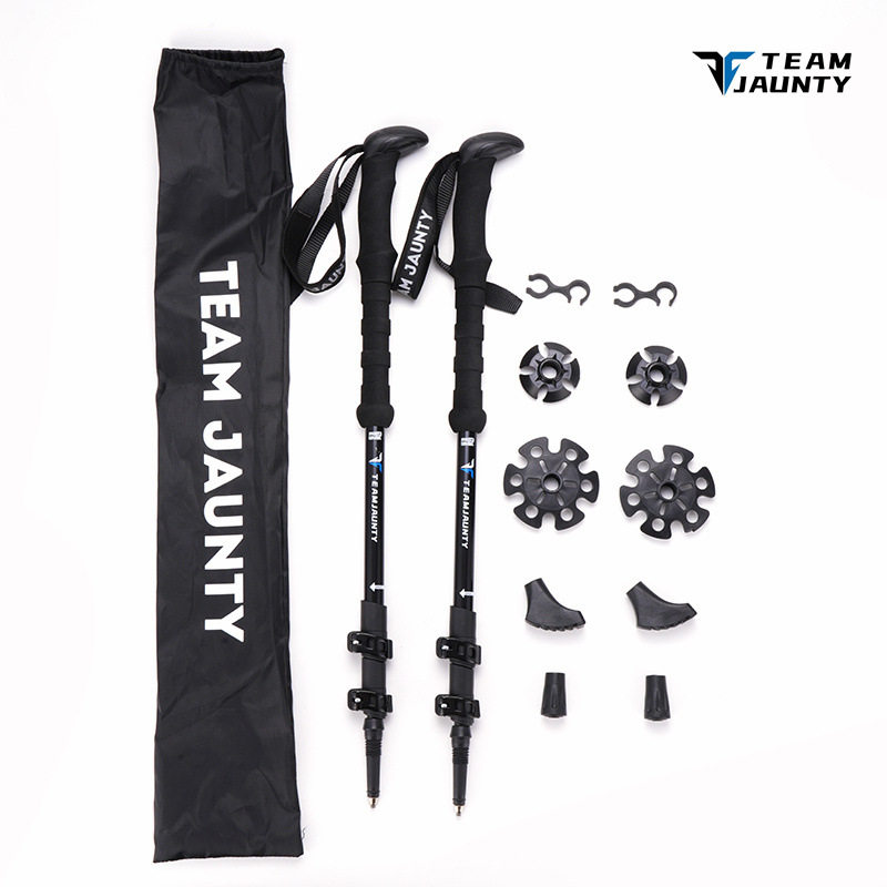 Trejosegmentinė lazda su išoriniu užraktu, 7075 aliuminio lydinys, ultra lengva, 700 g, modelis 7-3JWS(STTZ) – žygių komplektas