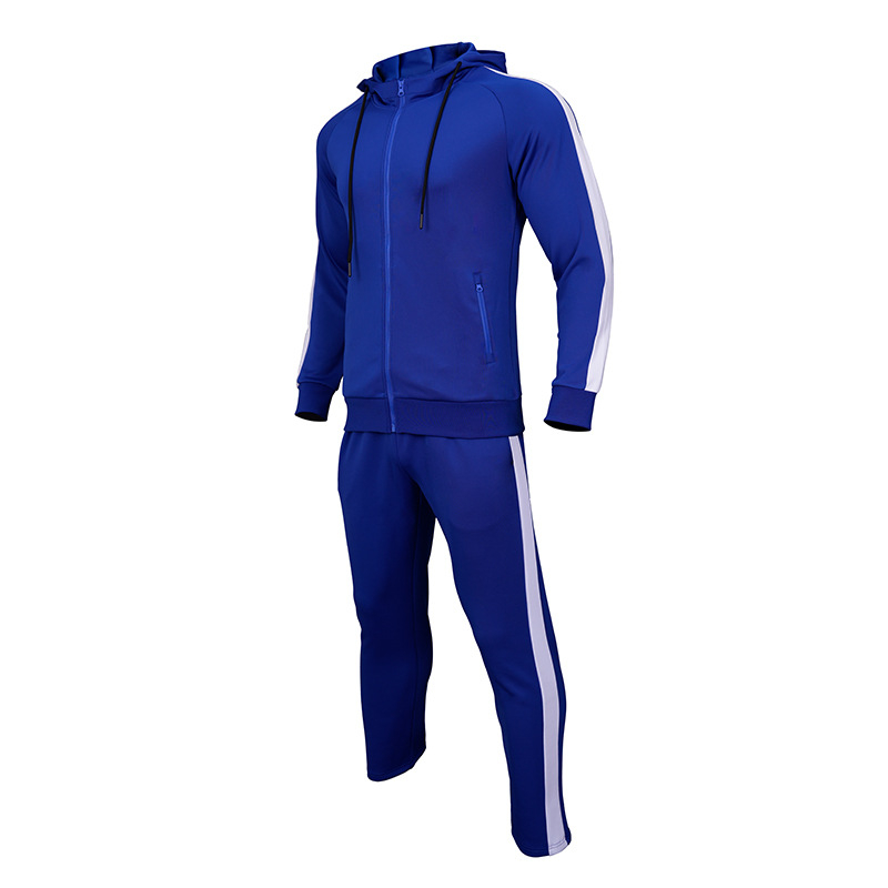 Vyrų rudens-žiemos sportinis kostiumas bėgimui su ilgomis rankovėmis ir gobtuvu, greitai džiūstantis poliesterio-elastano mišinys, storas audinys