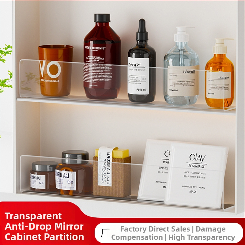 Caurspīdīgs akrila panelis vannasistabas spogulskapim, pret kritienu barjera, uzstādīšana bez urbumiem, viena sadaļa