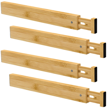 Бамбукови разделители за чекмеджета, 4 слоя, винтово монтиране, организатор за съхранение в спалнята (Материал: Бамбук; Брой слоеве: 4; Монтаж: Винтово монтиране; Приложение: Спалня)