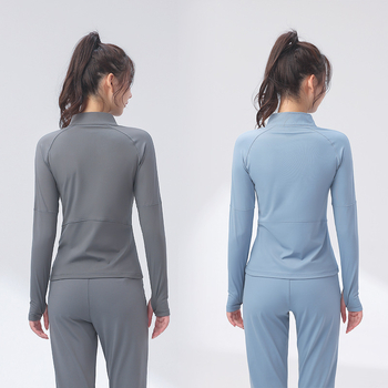 Ženski fitness top - slim-fit, brzo se suši, topao, najlon s podstavom od spandeksa, jednobojni model za jesen/zimu
