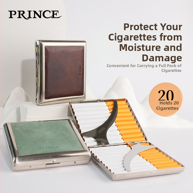 Prince Metāla cigarešu kārbiņa | Mūsdienīgs vienkāršs stils | Zīmols: Prince | Logotipa drukāšana: Jā | Iepakojums: 100 gab.