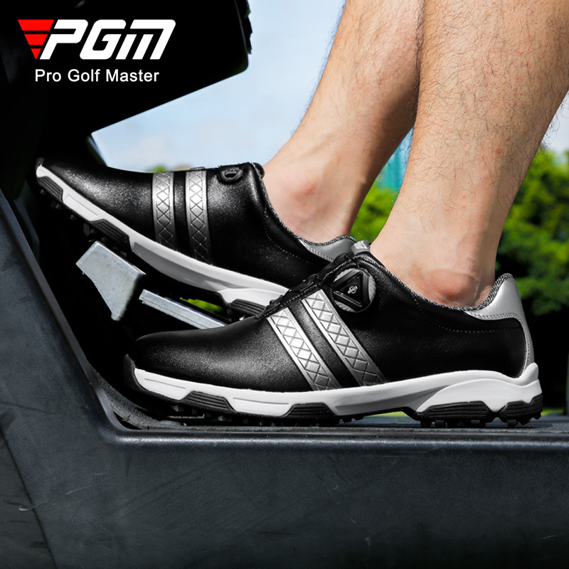 PGM γκολφ παπούτσια ανδρών, διαπνέον επάνω από μικροϊνες δέρμα, αντιολισθητική εξωτερική σόλα από καουτσούκ, χαμηλό σχέδιο, βαμβακερή επένδυση