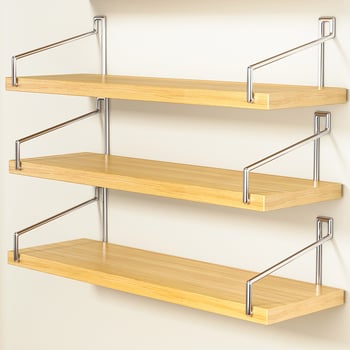 Δύο-επίπεδη επιτοίχια ραφιέρα για κομοδίνο και σαλόνι, εγκατάσταση χωρίς διάτρηση, ξύλο ή μπαμπού