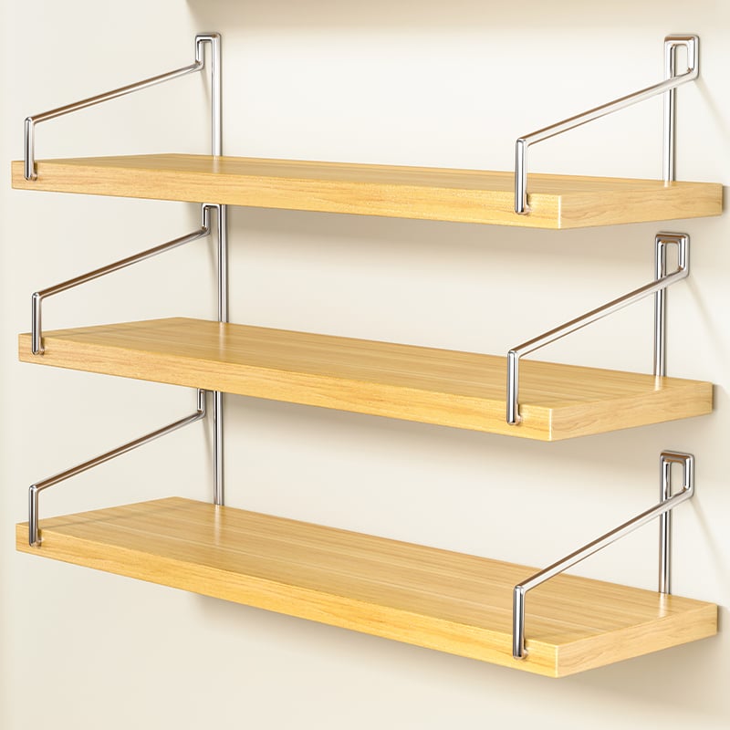 Δύο-επίπεδη επιτοίχια ραφιέρα για κομοδίνο και σαλόνι, εγκατάσταση χωρίς διάτρηση, ξύλο ή μπαμπού