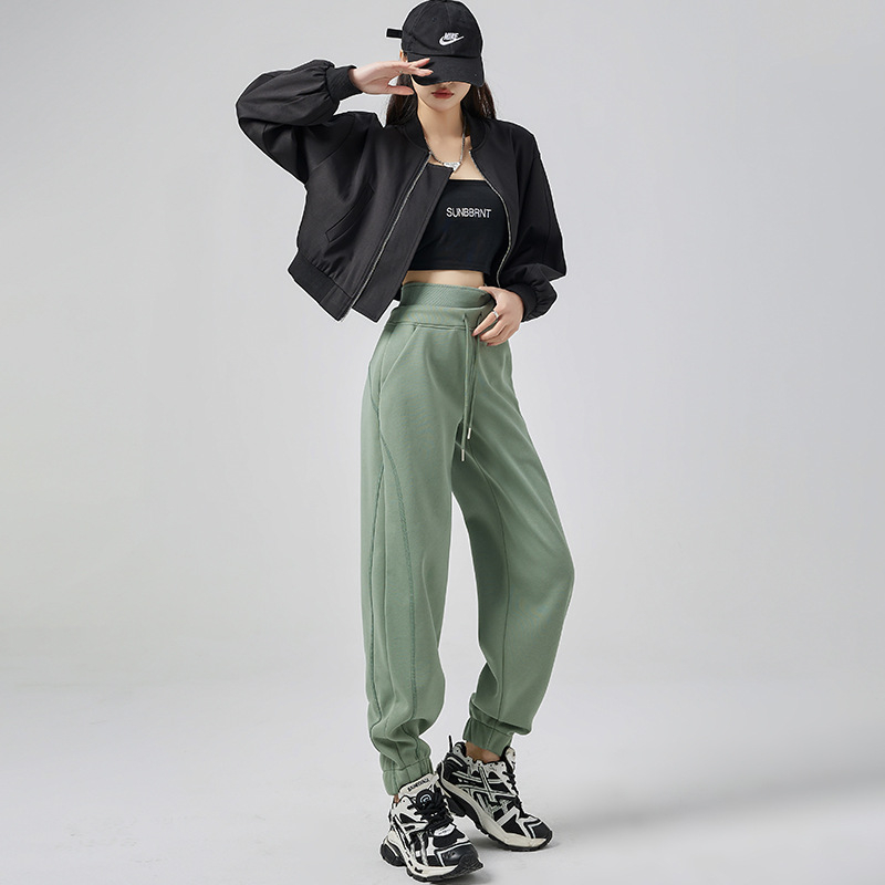 Γυναικείες casual παντελόνες με χαλαρή γραμμή και υψηλή μέση, hareem στυλ, ύφασμα από βαμβάκι-πολυεστέρα 55/45