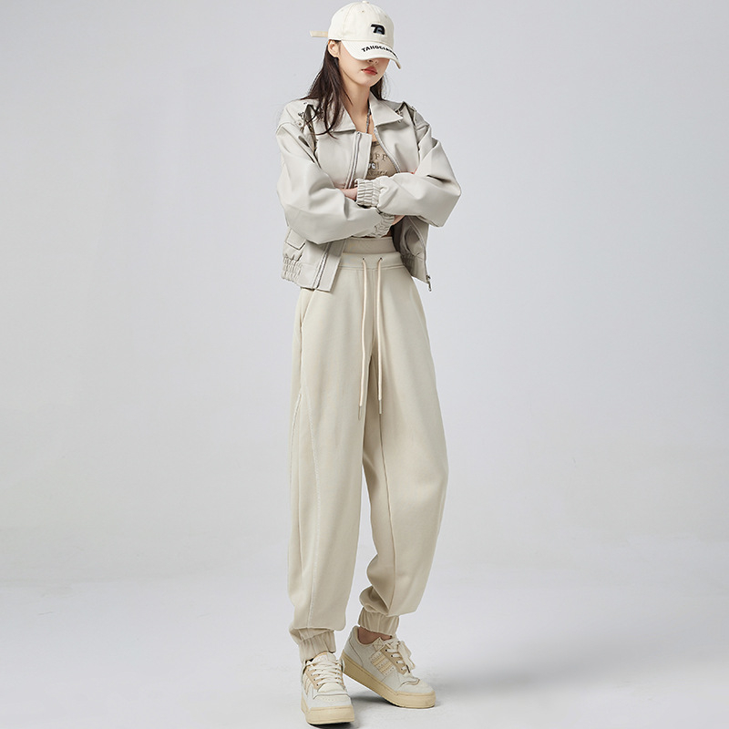 Γυναικείες casual παντελόνες με χαλαρή γραμμή και υψηλή μέση, hareem στυλ, ύφασμα από βαμβάκι-πολυεστέρα 55/45