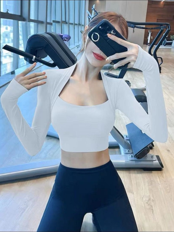 KURYOGA Ženski fitness top s velikim U izrezom, jastučić za prsni koš, Lycra-Spandex 85%