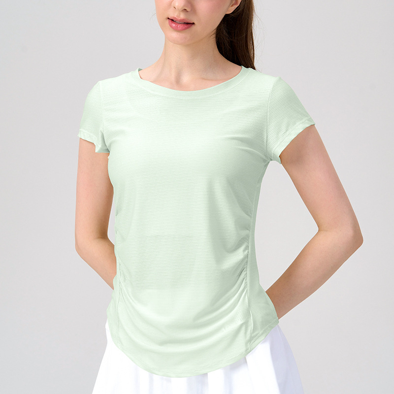 KURYOGA Ženski joga top – brzo sušeća najlonsko-spandeks mješavina, kratki rukavi, širok kroj