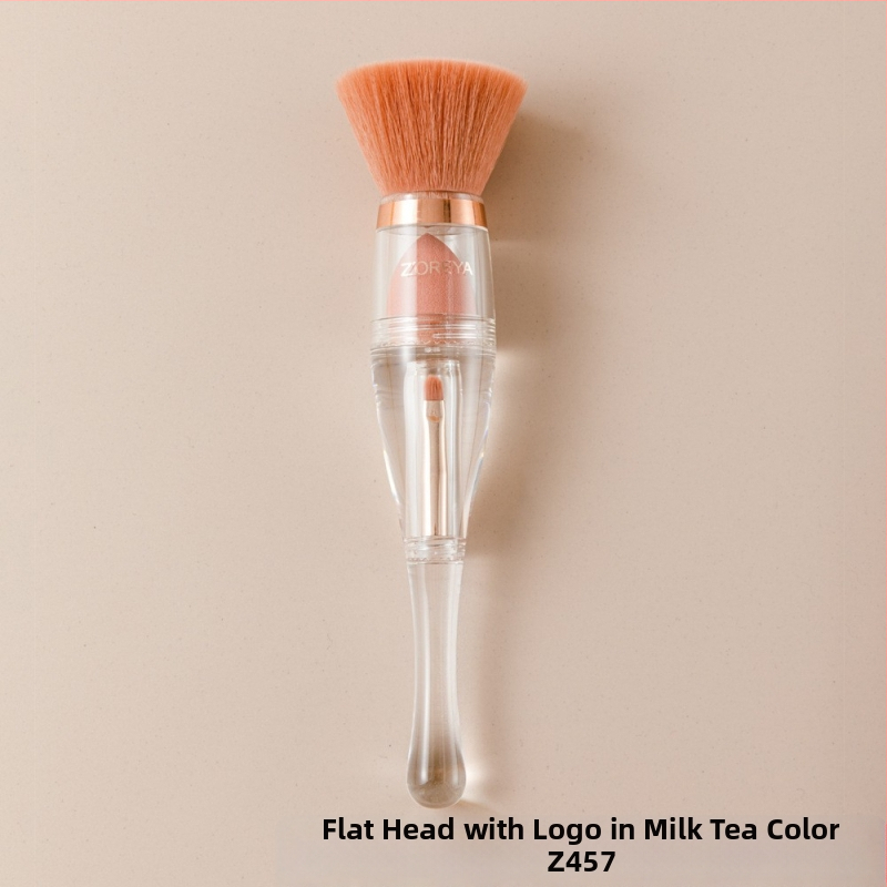 Zhuoya 4-u-1 set četkica za šminku - prijenosni višenamjenski sa 3-u-1 četkom za fondaciju, sintetička vlakna, acrylna drška, OPP futrola