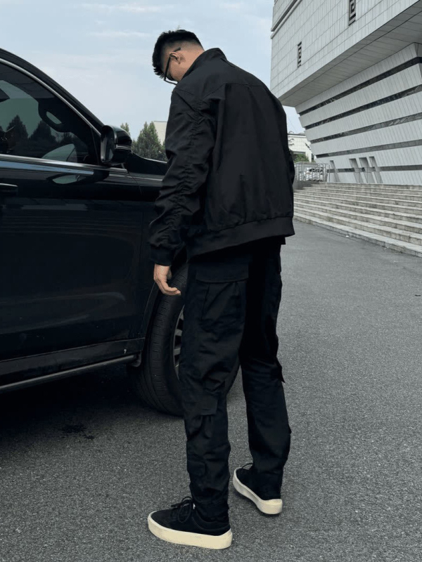 Americký retro kabát so stojacim golierom, zipsom, voľný strih, vonkajšia látka z polyesterového zmesi 95%, dlhé rukávy