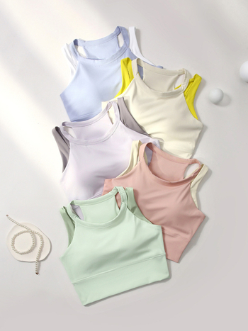 Плюс размер женски спортен сутиен и шорти комплект (Без ръкави; Найлон/Спандекс 78/22; Включена подплънка за гърдите)