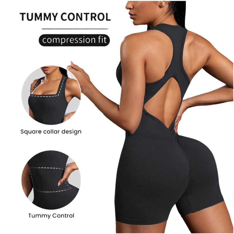 Jogos kūnas su atvira nugara ir dirželiais, be siūlių dizainas, nailono-spandekso audinys, 90% nailonas, 10% spandekso, drėgmės valdymas