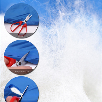 Išorinis šiltas kamufliažinės miego maišelis suaugusiems; užpildas: tušios pluošto medvilnė; įdaila: švelnus T/C mišinys; audinys: poliesterio šilkas; forma: vokinio tipo; svoris: 950 g