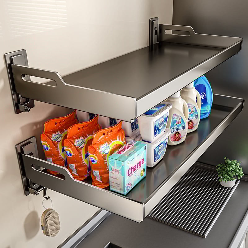 Laikymo lentyna virš skalbimo mašinos – geležis, neslystantis, 1 lygis, tinka voniai/virtuvei/balkonui