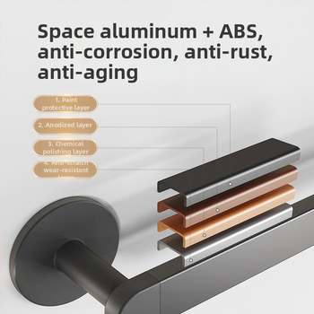 Raft de prosoape pentru baie, fără găuri, aluminiu Space, sarcină 5 kg, stil modern minimalist