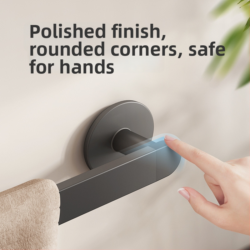 Raft de prosoape pentru baie, fără găuri, aluminiu Space, sarcină 5 kg, stil modern minimalist