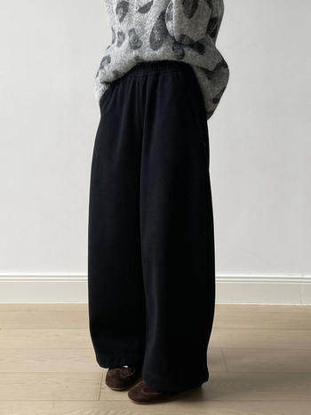 Moterys plačios kelnes iš medvilnės-poliesterio mišinio, aukštas liemuo, tankus audinys, ilgos, kasdienis japonų-korejiečių stilius