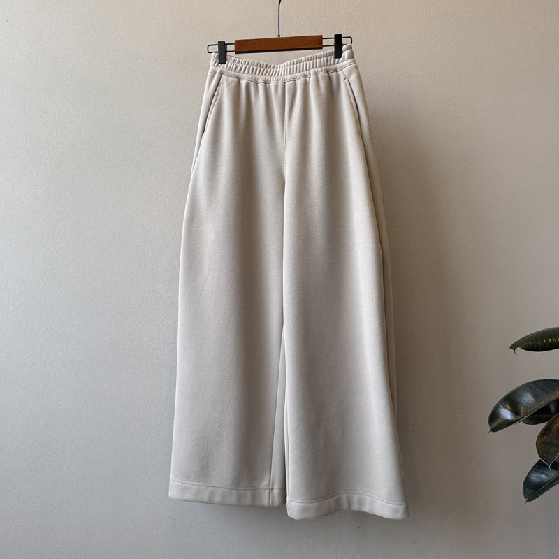 Moterys plačios kelnes iš medvilnės-poliesterio mišinio, aukštas liemuo, tankus audinys, ilgos, kasdienis japonų-korejiečių stilius