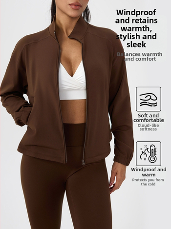 Moteriška fliso jogos išorinis švarkas, laisvas kirpimas, ilgomis rankovėmis, liemens ilgio, šilta fliso vidinis sluoksnis, medžiaga 80% poliesteris + 20% elastanas