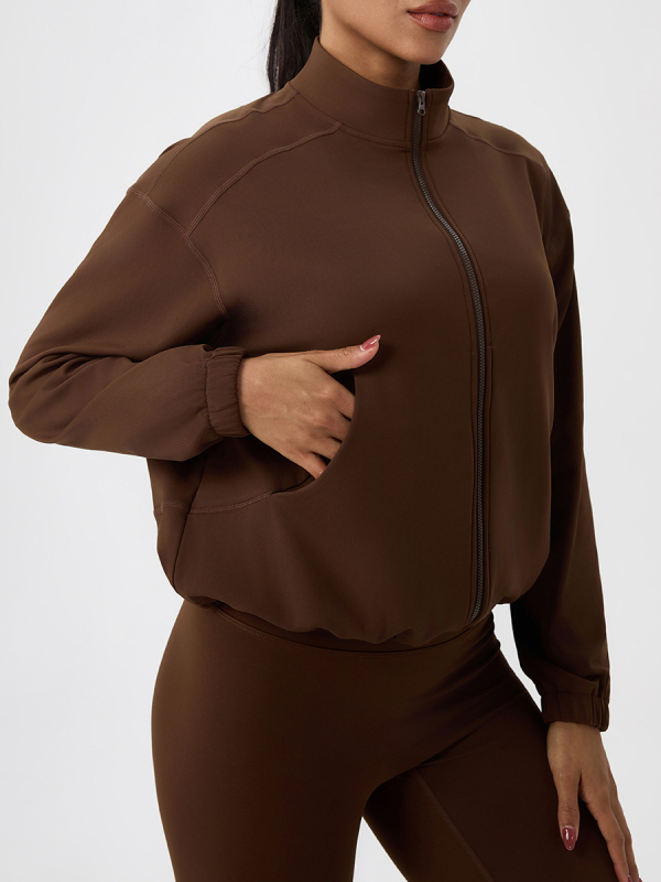 Moteriška fliso jogos išorinis švarkas, laisvas kirpimas, ilgomis rankovėmis, liemens ilgio, šilta fliso vidinis sluoksnis, medžiaga 80% poliesteris + 20% elastanas