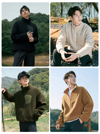 Vyrų fliso topas su stovinčia apykakle - atviras marškinio stilius, šilta rudens ir žiemos laikotarpiui