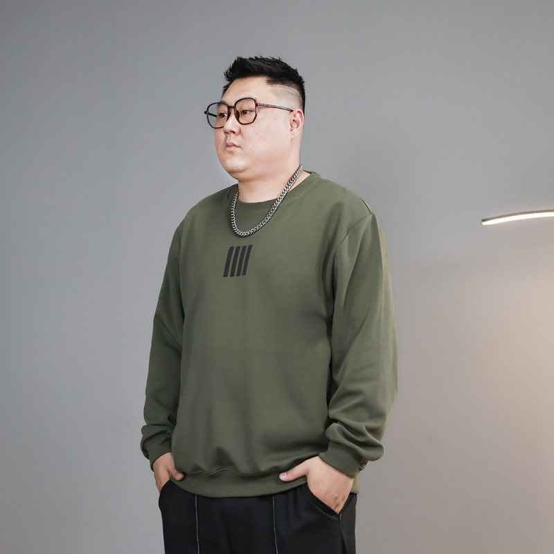 Férfi elasztikus fleece belsős pulóver, hosszú ujjú, környakú, pamut, 250–300 g, téli viselet