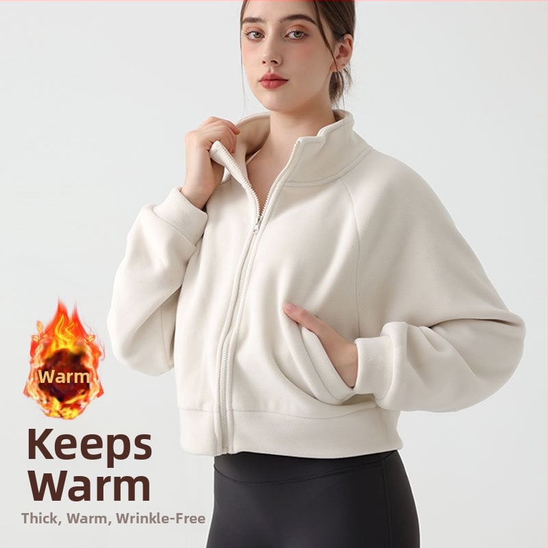 Moteriškas žiemos paltas su stovinčia kaklu, kišenėmis, Ori Velvet audinys