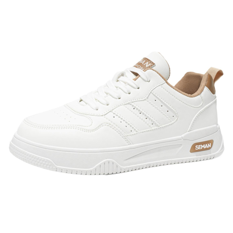 Ανδρικά sneakers σε κορεατικό στυλ, με στρογγυλή μύτη, PU επάνω, χαμηλό κολάρο, παχιά σόλα, κορδόνια