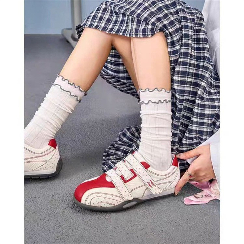 Ženske casual sportske tenisice s Velcro zatvaračem, lagane, gumena potplat, točkasti uzorak, okrugli vrh
