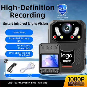 Професионална камера за служебни видеозаписи на място с 1080p инфрачервено нощно виждане, CMOS сензор, оптично стабилизиране, 11-часова батерия