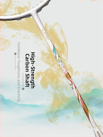 Badmintono raketė, anglies pluošto korpusas, universalus pradedantiesiems, tiesus kotas, svoris 75–79 g