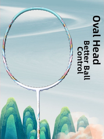 Badmintono raketė, anglies pluošto korpusas, universalus pradedantiesiems, tiesus kotas, svoris 75–79 g