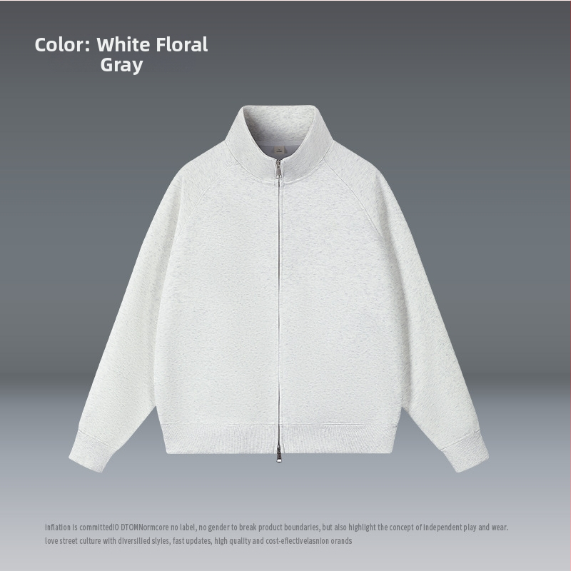 Kardigán álló gallérral, cipzárral, laza szabású, poliészter 51–70%.