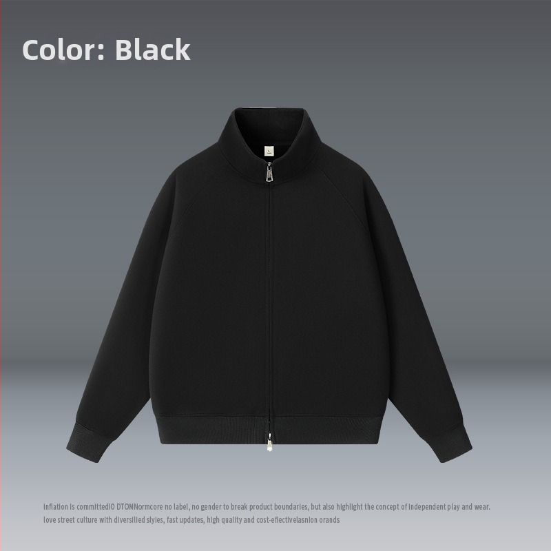 Kardigán álló gallérral, cipzárral, laza szabású, poliészter 51–70%.