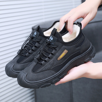 Pánske zimné topánky na sneh, PU vrchný materiál, protišmyková gumová podrážka, vlnená podšívka, predné šnurovanie