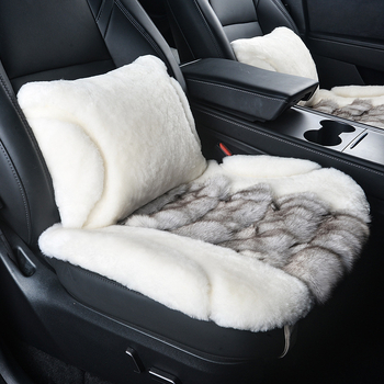 Μαξιλαράκι καθίσματος αυτοκινήτου με επιφάνεια από γούνα αλεπούς, γέμισμα από σφουγγάρι, στυλ επίπεδο, ελαφρύς πολυτελής, για χειμώνα