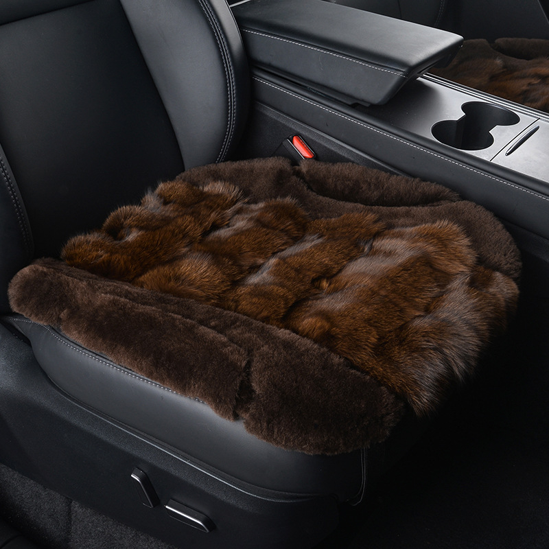 Μαξιλαράκι καθίσματος αυτοκινήτου με επιφάνεια από γούνα αλεπούς, γέμισμα από σφουγγάρι, στυλ επίπεδο, ελαφρύς πολυτελής, για χειμώνα