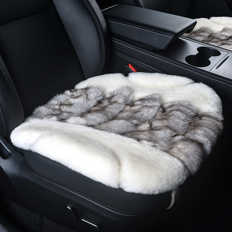 Μαξιλαράκι καθίσματος αυτοκινήτου με επιφάνεια από γούνα αλεπούς, γέμισμα από σφουγγάρι, στυλ επίπεδο, ελαφρύς πολυτελής, για χειμώνα