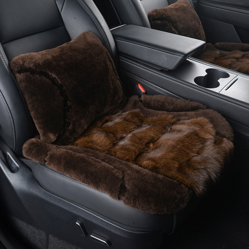 Μαξιλαράκι καθίσματος αυτοκινήτου με επιφάνεια από γούνα αλεπούς, γέμισμα από σφουγγάρι, στυλ επίπεδο, ελαφρύς πολυτελής, για χειμώνα