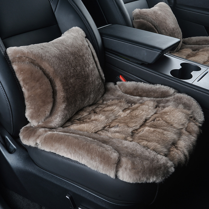 Μαξιλαράκι καθίσματος αυτοκινήτου με επιφάνεια από γούνα αλεπούς, γέμισμα από σφουγγάρι, στυλ επίπεδο, ελαφρύς πολυτελής, για χειμώνα