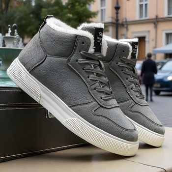 Uniszex magasszárú tornacipő vastag talppal, PU felsőrész, fűzővel záródó, meleg bélés