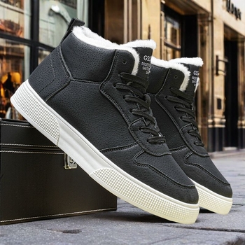 Uniszex magasszárú tornacipő vastag talppal, PU felsőrész, fűzővel záródó, meleg bélés