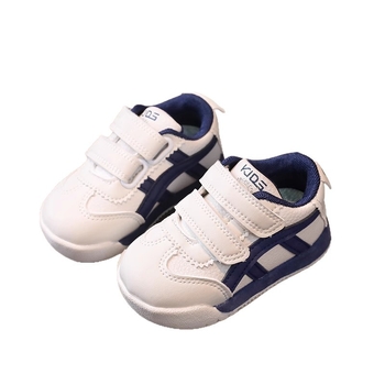 Bērnu sporta apavi – sintētiskā āda, pretslīdoša gumijas zole, svītrainais raksts, Velcro aizdare, vecuma diapazons 4–12 gadi, pavasaris, rudens